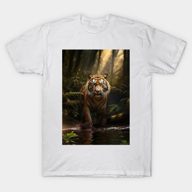 Graceful Tiger Reflection T-Shirt by Rafael Pando